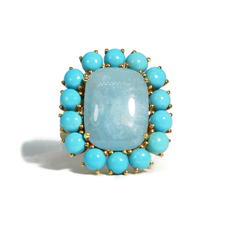 Stylish Turquoise cabochon & Diamond Ring – SouthMiamiJewelers